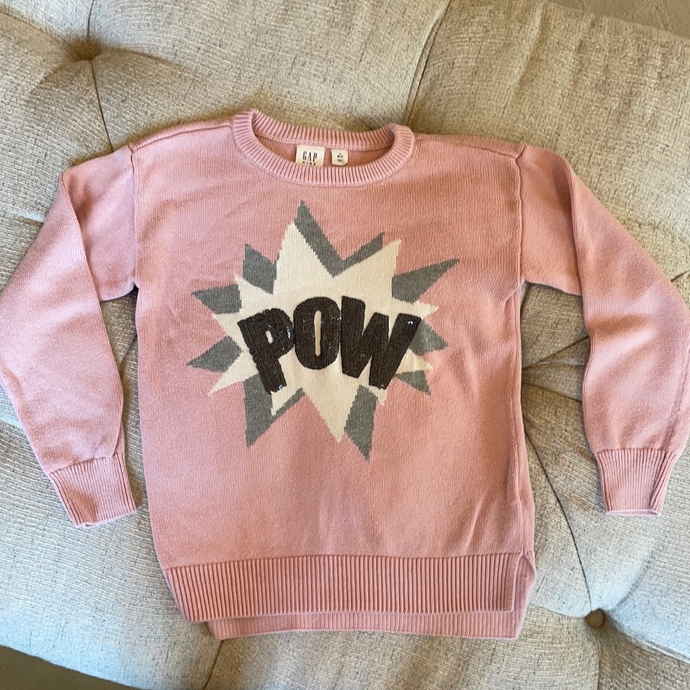 GAP kids Pink Sequin POW Sweater